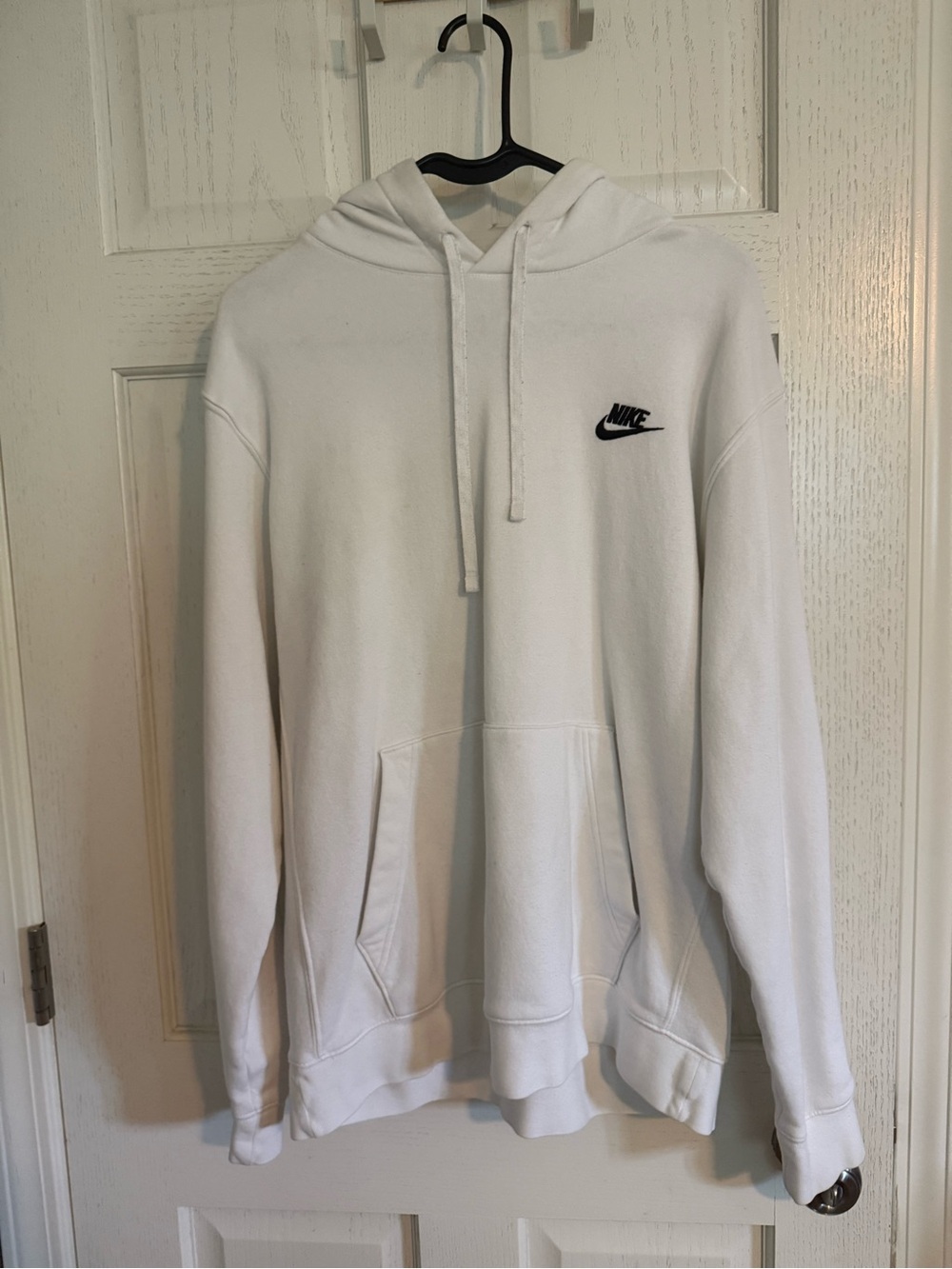Nike White Men's Hoodie with Black Swoosh